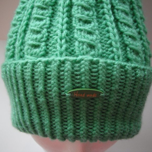 Hand Knitted Hat Toque Adult One Size Acrylic Color Jade - 007 Hand knit by me - Picture 12 of 12
